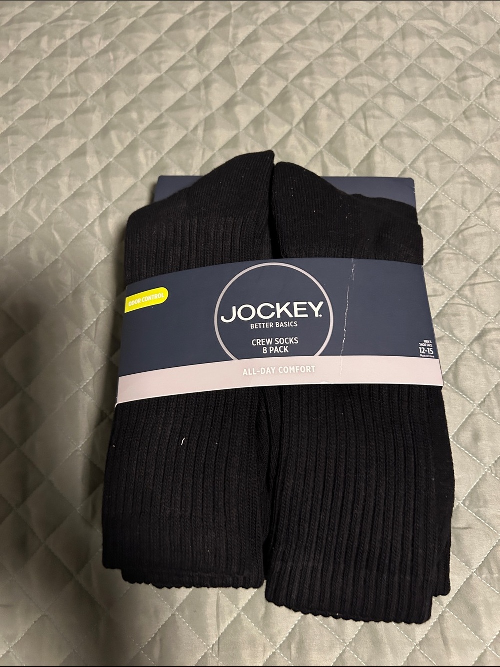 Jockey Black Crew Socks 8-Pack - Ribbed Everyday Comfort